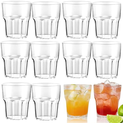 12 Piezas 240 ml Vasos de Plástico Acrilico, Vasos de Whisky, Copas de Cóctel, Apto para Lavavajillas, Reutilizables, Ideales para Bebidas, Frías, Calientes, Hogar, Fiestas, Eventos, Uso Diario