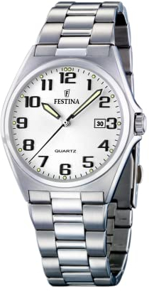 Festina Herren Analog Quarz Uhr mit Edelstahl Armband F16374/9