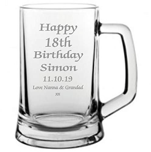 Men's 18th Birthday Gift, Engraved 18th Birthday Pint Glass Tankard, In Satin Lined Presentation Box, Men's Birthday Gifts