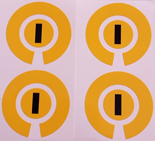 Crown Green Lawn Indoor Bowls Adhesive Lettered Coloured Marker Labels Set of 4 (Yellow, I)