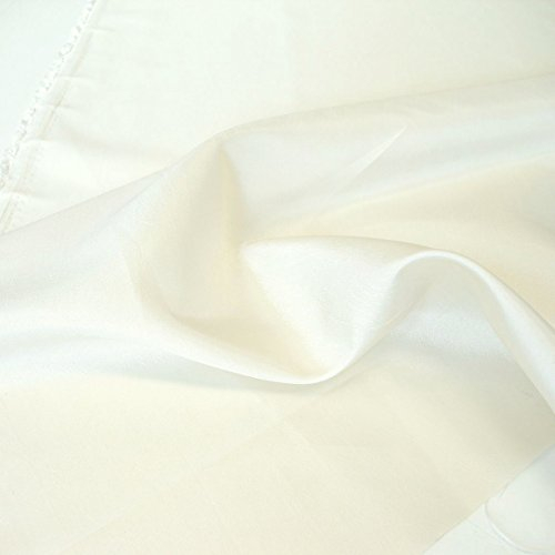 TOLKO Taft Stoff Meterware | Kleid Kostüm Gardine Vorhang | edel Changierend glänzend farbintensiv | Taft Stoffe zum Nähen Dekorieren für Deko Schals Tischdecken Store Husse Dekostoff (Woll Weiß)