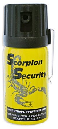 Scorpion Pfefferspray 40ml Breitstrahl – Effektiver Sprühnebel zur Tierabwehr – 3m Reichweite & hochkonzentriertes OC – Abwehrspray mit Federdeckel-Sicherung – Kompakter Schutz für Unterwegs & Sport
