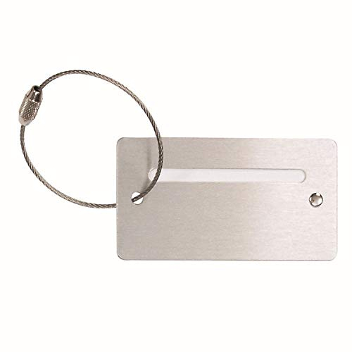 JSA 40503 Kofferanhänger, Anhänger für Koffer, Taschen und andere Gepäckstücke aus Aluminium, Gepäckanhänger mit Sichtfeld für Kontaktdaten, ca. 7,5 × 4 × 0,2 cm, silber