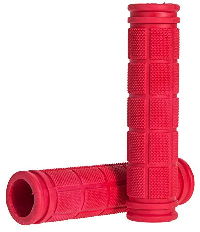 Demiawaking 1 Paio Manopole Manubrio Bici Manopole per Manubri in Gomma Morbida Fexie Antiscivolo per BMX, MTB, Mountain Bike (Rosso)