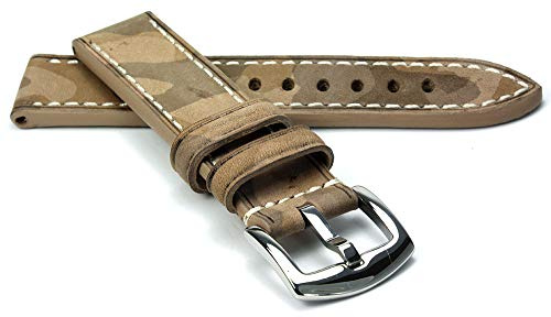 RIOS1931 Douglas Rindsleder Uhrenarmband handgemacht in Deutschland Robust Camouflage,
