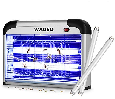 WADEO Insektenvernichter Elektrisch 20W, Mückenlampe Mückenschutz Chemiefrei mit LED-Licht, Fliegenfalle Mückenfalle Insektenlampe aufhängbar mit 2 Ersatzbirnen, geeignet für Küche und Restaurants