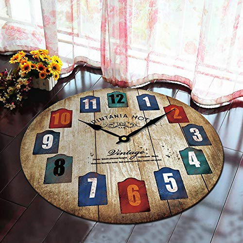 Tapis Rond Lavable en Machine 120cm, Morbuy 3D Multicolore Interieur Anti Slip Chambre à Coucher Salon Tapis d'Entrée Absorbant Antidérapant (120cm,Horloge de Couleur)
