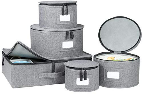 Porzellanaufbewahrungs-Set, zur Aufbewahrung und Transport, schützt Geschirr, Tassen und Tassen, mit Filzteller-Trennwänden