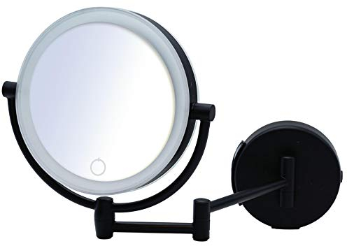 RIDDER Spiegel, Kosmetikspiegel, Schminkspiegel, Hängespiegel Shuri, schwarz | Touch | Dimmer | 5x-Vergrößerung