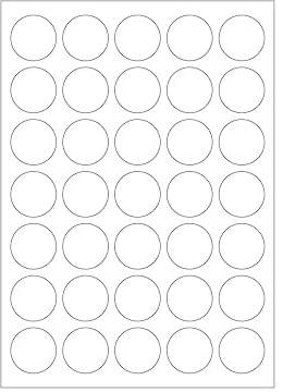 MADE IN GERMANY 175 Etiketten selbstklebend 35 mm rund weiß permanent klebend auf Bogen A4 (5 Bögen x 35 Etik.) CS Label – Universaletiketten zum Beschriften und Bedrucken.