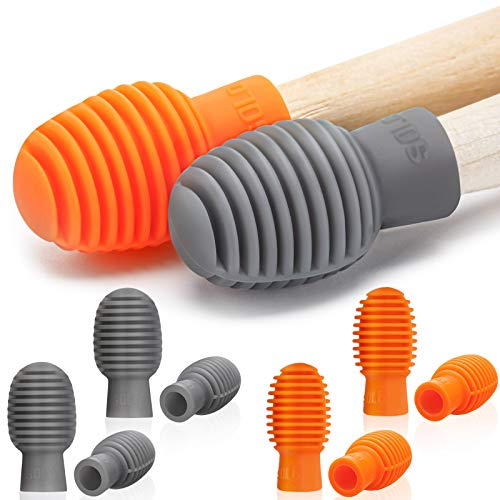 8 Stücke Trommel Dämpfer Drumstick Leise Zubehör Gummi Übung Schlagzeug Spitze Ersatz (Orange Und Grau)
