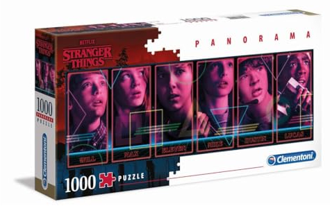 Clementoni 39548 Panorama Stranger Things – Puzzle 1000 Teile ab 9 Jahren, Erwachsenenpuzzle mit Panoramabild, Geschicklichkeitsspiel für die ganze Familie, ideal als Wandbild
