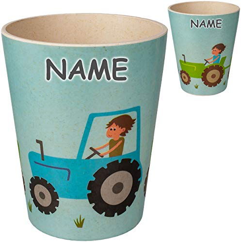 alles-meine.de GmbH Geschirr Artikelwahl Trinkbecher/Zahnputzbecher/Malbecher - Becher - Traktor & Auto - inkl. Name - 280 ml - mehrweg - BPA frei - Tasse Kindertasse - T..
