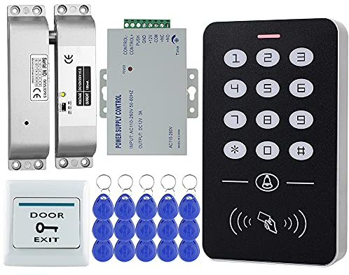 FTes RFKits Kit di Controllo Accessi Porta RFID Tastiera 1000 Utenti+12V Alimentatore+Serratura Catenaccio Elettrica+15pcs Chiavi