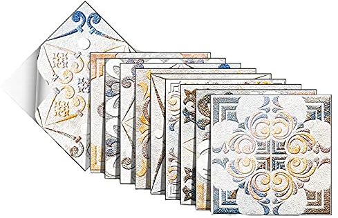 Ancoree Barocke Fayence Blumen Muster Wandaufkleber, Städtischen Ziegel Fliesen Transfers Aufkleber, Selbstklebende Splashback Fliesen Aufkleber (HT049,15 x 15cm)