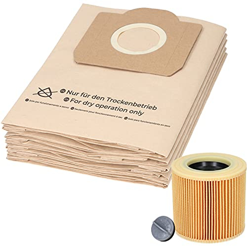 McFilter I 10 sacs à poussière et 1 filtre, compatibles avec les aspirateurs Kärcher A2604, A2204, A2254, A2200, A2201, A2206, A2231, A2236, A2251, A2500, A2504, A2534, A2554, A2654, A2656, A2675.