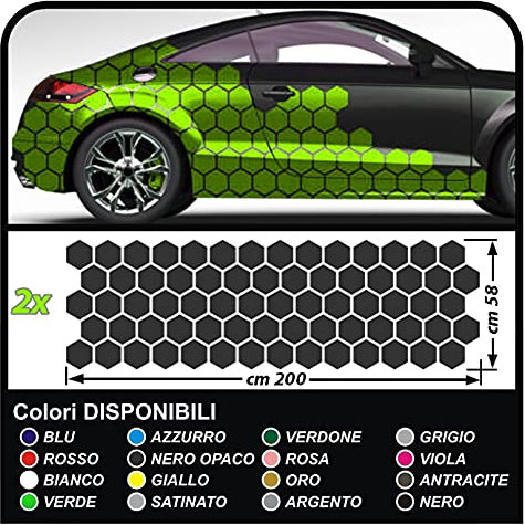 Adesivi per fiancate Auto Set Completo Camouflage Mimetico per Auto Car Decal Racing Sticker Decorazione fiancate Sport (Nero)