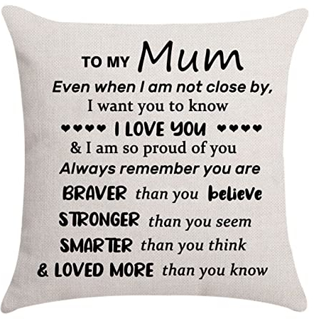 Aocaso Mum Gifts from Daughter Son, Mom Mama Mother Mum Cushion Cover Throw Pillow Cover, Birthday Gifts for Mother (mum-D)