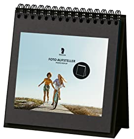 Rössler Foto Tischaufsteller für 13x18 Fotos | Tisch Fotoalbum zum einkleben | Fotoalbum Ringbuch | Fotobuch zum Selbstgestalten | Tisch-Fotohalter | Maße: 190x190mm | 1 Stück | Farbe: Schwarz