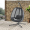 [en.casa] Hängesessel Abegondo mit Gestell Hängestuhl inkl. Polsterkissen Hängeschaukel Indoor Outdoor bis 120 kg Hängekorb Hängesitz Stahlgestell Dunkelgrau
