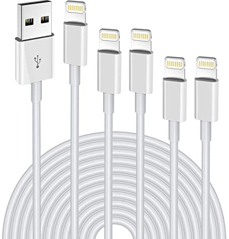 Lightning Cable 5pack[6/6/6/6/6FT] Apple MFi Certified Long iPhone Charger Fast Charging High Speed Data Sync USB Cable Compatible iPhone 13/12/12 PRO/Max/11/11PRO/XS/Max/XR/X/87/6plus/iPad Air