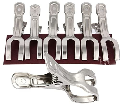 FIYO 6 Stück Federklemme, Edelstahl Wäscheklammern Federmetall Federklemmen Metall Kleidung Socken hängende Federklemme Klemme Federklemme Zange Federklemme Werkzeug