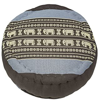 Handelsturm Zafu Meditationskissen mit Füllung aus Kapok 34 x 15 buntes Kissen für Sitzmeditation Lotussitz oder Zen Meditation (Elefanten blau)