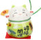 Beavorty Glückskatze Figur Keramik Winkekatze Figur Daruma Maneki Neko Glückliche Katze Feng Shui Deko Tierfigur Dekofigur Glücksbringer für Zuhause Auto Wohnzimmer Tischdeko Grün