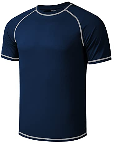 Maillot de bain grande taille pour homme Rash Guard Protection T-shirt de plage à manches courtes, bleu marine, 6XL