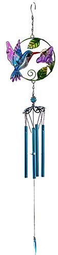 YlobdolY Windspiel Aus Bemaltem Glas Für Den Innen- Und Außenbereich,Dekorationsanhänger Für Den Garten Eisvogel Morning Glory Einzigartige Hängende Dekorationsgeschenke,Blau