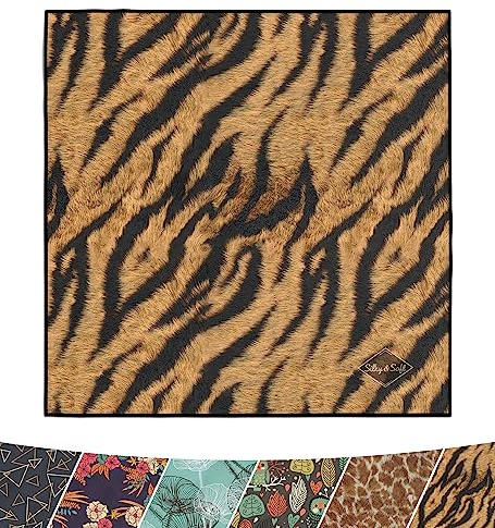 POPNWOW Mikrofaser Reinigungstuch, Brillenputztücher Optikerqualität 30x30cm, Microfiber Cleaning Cloths für Brille, Kamera, Objektiv, Handy, Tablet, Display, Glas (Magic Africa - Tiger)