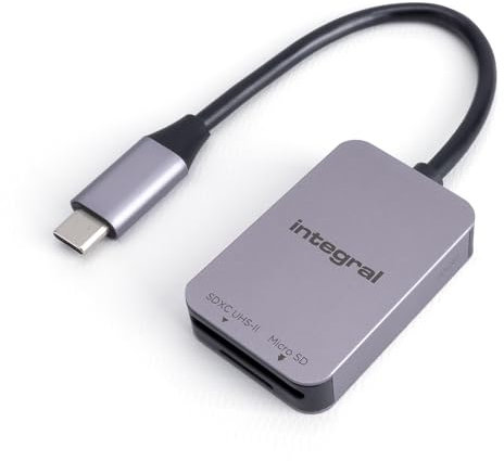 Integral Dual Slot UHS-II SD & microSD USB C 3.2 Gen-1 Kartenleser Adapter - Schnelle 5Gb/s Übertragungsgeschwindigkeit, Plug & Play und Windows & Mac kompatibel