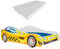 KOBI Kinderbett mit Rausfallschutz Auto | Taxi | 160 x 80 cm | Jugendbett mit Matratze | Kinderbetten Jungen Mädchen | Einzelbett Kinder Bett Autobett