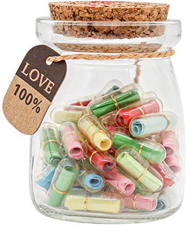 HSXIANG Capsule Letters Message in a Bottle,Lovely Notes Couples Gifts for Boyfriend Girlfriend Wife Friend Birthday Christmas Anniversary Valentine Day. (Transparent colour 60pcs)