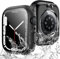 TAURI Paquete de 2 Estuches Impermeables Diseñados para Apple Watch Series 9 (2023) Series 8/7 45 mm, [Certificado IP67 a Prueba de Agua] con Protector de Pantalla de Vidrio Templado 9H - Negro