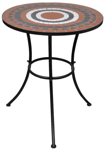 Homgoday Bistrotisch Terracotta weiß 60cm Mosaik