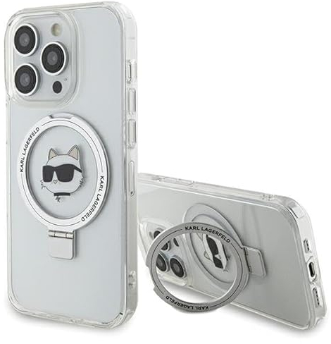 KARL LAGERFELD KLHMP15XHMRSCHH Hülle für iPhone 15 Pro Max 6.7/'' Weiß hardcase Ring Stand Choupette Head TX-87MO-7UKE