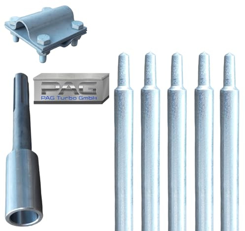 PAG Turbo GmbH® - 5m Tiefenerder SET Ø20mm feuerverzinkt mit Kreuzverbinder und Schlagkopf SDS Max