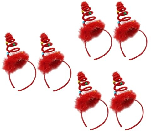 minkissy 6 rotes Stirnband personalisierte deko Weihnachtsbaum-Stirnband Weihnachtshaarband Stirnband Schleife Stirnband Haargummi mit Schleife Haarreifen Kopfbedeckung