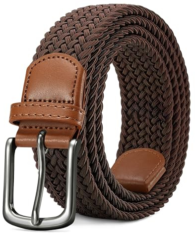 LAKIDAY Flechtgürtel aus Stoff, Elastischer Stretchgürtel für Damen und Herren Braun 115 cm Hochwertig & Bequem Breite 3.5 cm