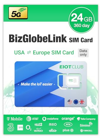 EIOTCLUB BizGlobeLink SIM-Karte 24GB 360Tage Für Wird in Europa und den USA verwendet