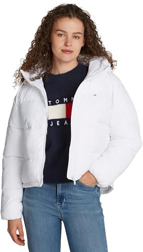 Tommy Jeans Cazadora Acolchada Mujer Cálida, Blanco (White), S