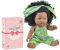 Nice2you 10 Zoll Schwarze Puppe für Mädchen, 25cm Afrikanische Babypuppe mit lockigem Haar, Puppen Spielzeug für Kinder Alter 2 3 4 5 Jahre, Reborn Baby Doll mit Mode Dressing（grün）