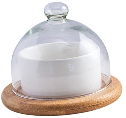 IMIKEYA Saladier Avec Couvercle Verre Et Plateau Bois Bol à Fruits Dessert Pour Salade De Fruits