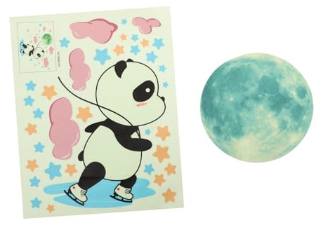 VICASKY 2 Bögen Leuchtende Panda Wandaufkleber aus PVC Abnehmbar für Schlafzimmer Babyzimmer