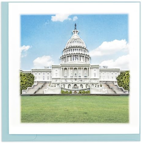 Quilling Card Handmade Quilled Capitol Building Greeting Card – 6x6 Inch Blank Card with Envelope – Fair Trade Verified – Unique Paper Art Keepsake for Any Occasion