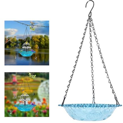 Hängende Vogeltränke, Kunststoff-Vogelbad, Pfau, Vogelfutterspender für den Außenbereich, für Garten, Hofdekoration, Hängende Vogeltränke für Draußen, Vogelbad, Hinterhof,