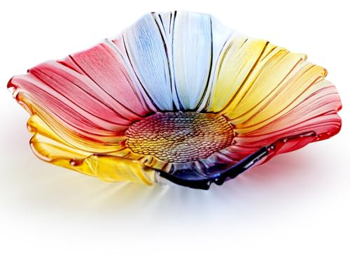 Xnqelerate Obstschale aus Farbig Glas, Kreative Obstschale, Dekorative Schüssel, Hochzeit Süßigkeiten Schüssel, Mehrzweckschale für Zuhause/Büro Dekor für Esszimmertische (28 cm)