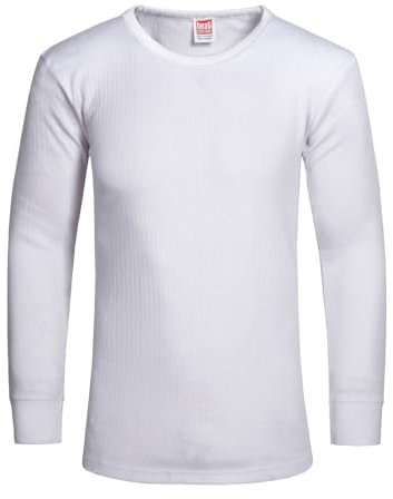 ITRAT® Mens Thermal Underwear Vests Long Sleeve Tops, Thermal T-Shirt Warm Underlayer Winter Thermals Base Layer Clothing Men Vest Top Size S-XXL (Small White)