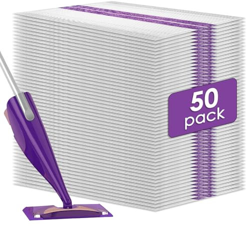 Lot de 50 recharges de serpillères jetables compatibles avec Swiffer WetJet, tampons de rechange de nettoyage par pulvérisation, recharges multi-surfaces pour nettoyage du sol, lot de 50 pièces de